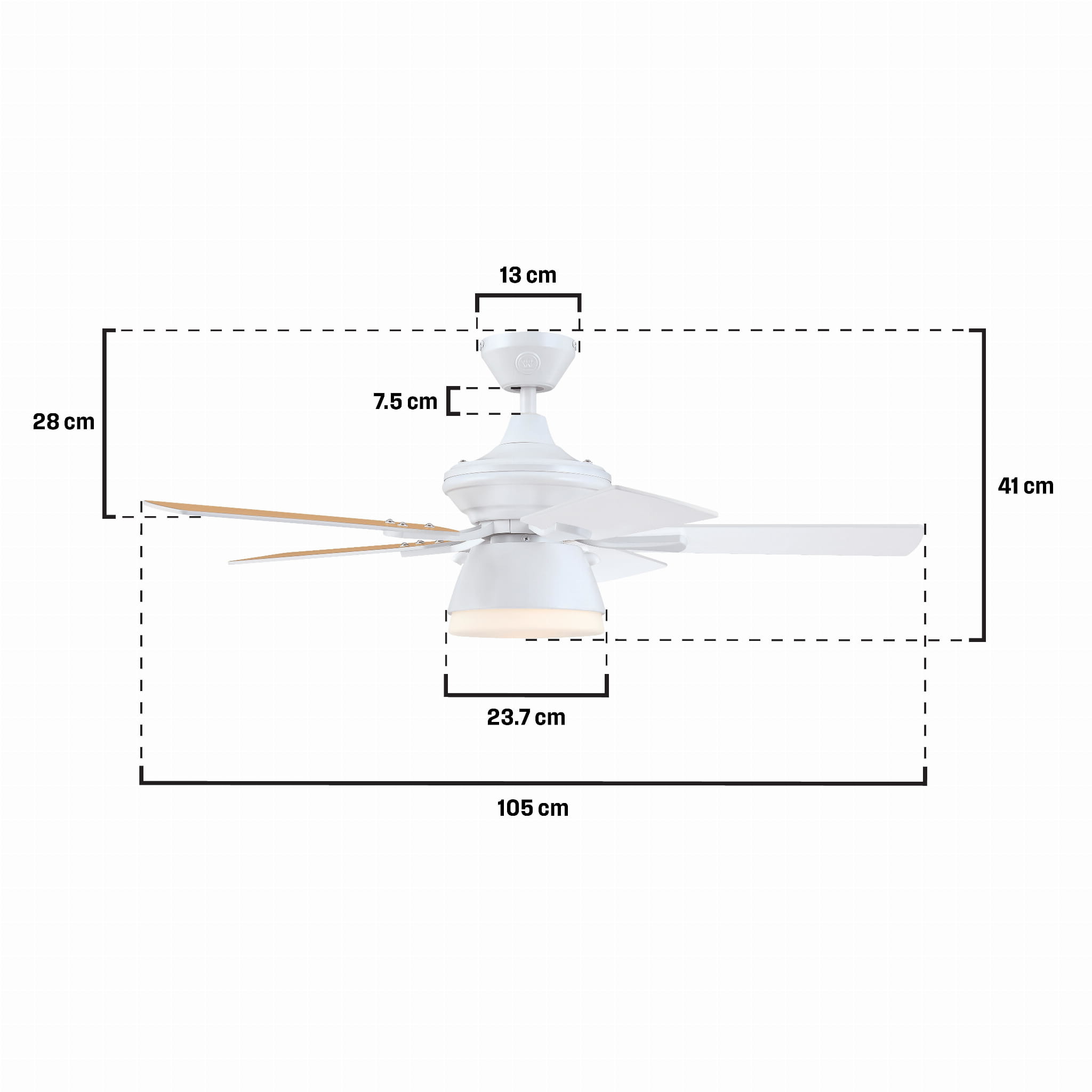 Lampa z wentylatorem na taras - NEVADA 105 cm, IP44