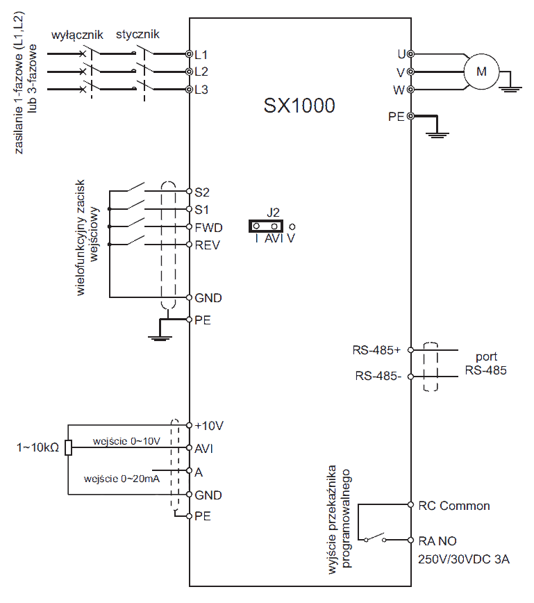 Schemat Falownika Sanyu SX1000