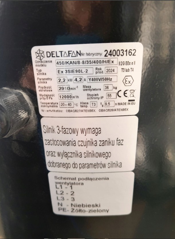 Wentylator przeciwwybuchowy OUTLET, WYPRZEDAZ