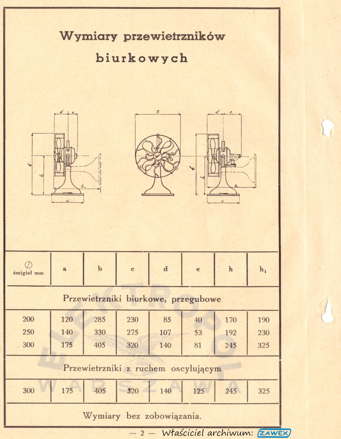 Elektropol katalog wentylatorów lata '30. Model Lero - dawniej wentylatory biurowe