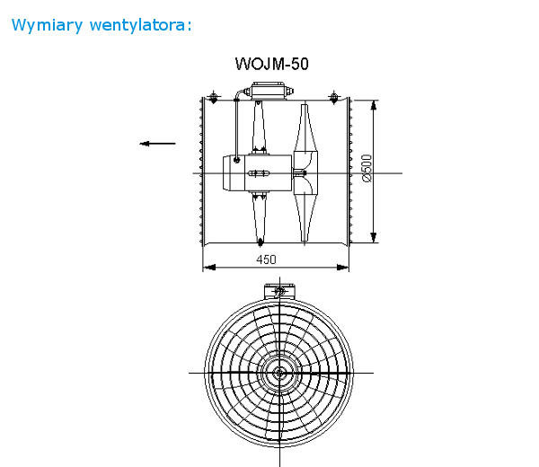 Wymiary wentylatora WOJM-50 1F