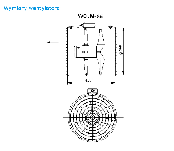 Wymiary wentylatora WOJM-56